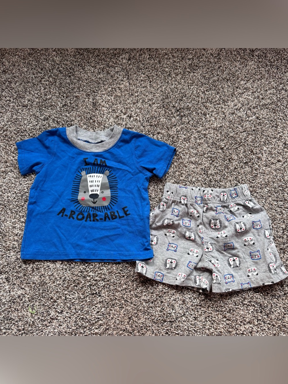 Blue Lion Graphic Kids Summer Set with Gray Printed Shorts